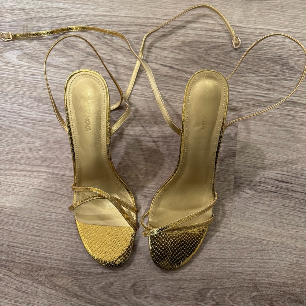 Fashion Nova Gold Strappy Heels